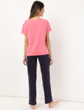 Pure Cotton Printed Round Neck Night Set