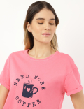 Pure Cotton Printed Round Neck Night Set