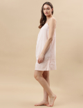 Pure Cotton Self Design Strappy Night Dress