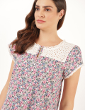 Pure Cotton Floral Round Neck Night Dress