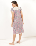 Pure Cotton Floral Round Neck Night Dress