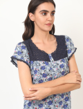 Cotton Mix Floral Round Neck Dress