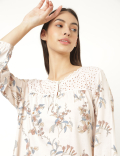 Pure Cotton Floral Round Neck Nightdress