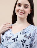 Pure Cotton Printed V-Neck Nightdress