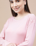 Viscose Mix Lace Crew Neck Nightdress
