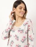 Cotton Mix Floral V Neck Nightdress