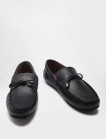 Pure Leather Plain Slip-on Loafers