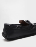 Pure Leather Plain Slip-on Loafers