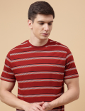 Set of 2 Pure Cotton Striped T-Shirt with Drawstring Shorts