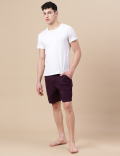 Cotton Blend Solid Shorts