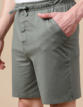 Cotton Blend Solid Shorts