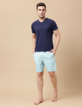 Cotton Blend Solid Shorts