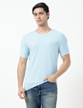 Cotton Rich Plain Crew Neck T-Shirt