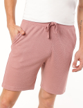 Cotton Blend Textured Shorts