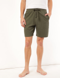 Cotton Blend Textured Shorts