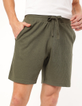 Cotton Blend Textured Shorts