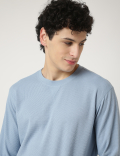 Cotton Mix Textured Crew Neck Sweatshirt