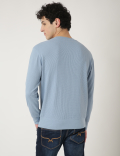 Cotton Mix Textured Crew Neck Sweatshirt