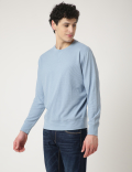 Cotton Mix Textured Crew Neck Sweatshirt
