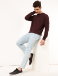 Cotton Mix Textured Crew Neck Sweatshirt