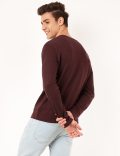Cotton Mix Textured Crew Neck Sweatshirt
