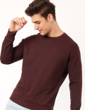 Cotton Mix Textured Crew Neck Sweatshirt