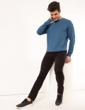 Cotton Mix Textured Crew Neck Sweatshirt