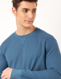 Cotton Mix Textured Crew Neck Sweatshirt