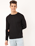 Cotton Mix Textured Crew Neck Sweatshirt