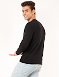 Cotton Mix Textured Crew Neck Sweatshirt