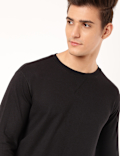 Cotton Mix Textured Crew Neck Sweatshirt