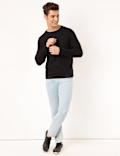 Cotton Mix Textured Crew Neck Sweatshirt