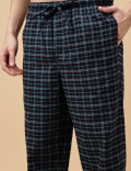 Set of 2 Pure Cotton Full Sleeve T-Shirt with Checked Drawstring Pajamas