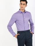 Pure Cotton Plain Spread Collar Shirt