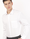 Pure Cotton Plain Cut Away Collar Shirt