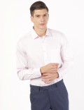Pure Cotton Plain Spread Collar Shirt