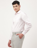 Pure Cotton Plain Spread Collar Shirt