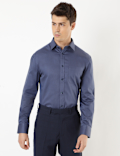Pure Cotton Plain Spread Collar Shirt