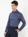 Pure Cotton Plain Spread Collar Shirt
