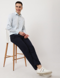 Pure Cotton Plain Spread Collar Shirt