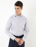 Pure Cotton Plain Spread Collar Shirt
