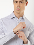 Pure Cotton Plain Spread Collar Shirt
