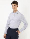 Pure Cotton Plain Spread Collar Shirt