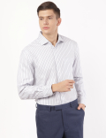 Pure Cotton Stripes Cut Away Collar Shirt