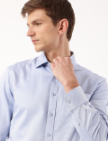 Pure Cotton Geometric Spread Collar Shirt
