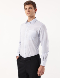 Pure Cotton Checked Spread Collar Shirt