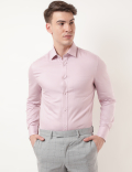 Pure Cotton Plain Spread Collar Shirt
