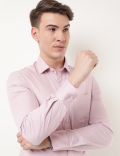 Pure Cotton Plain Spread Collar Shirt