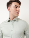 Pure Cotton Plain Spread Collar Shirt