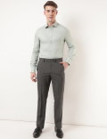 Pure Cotton Plain Spread Collar Shirt